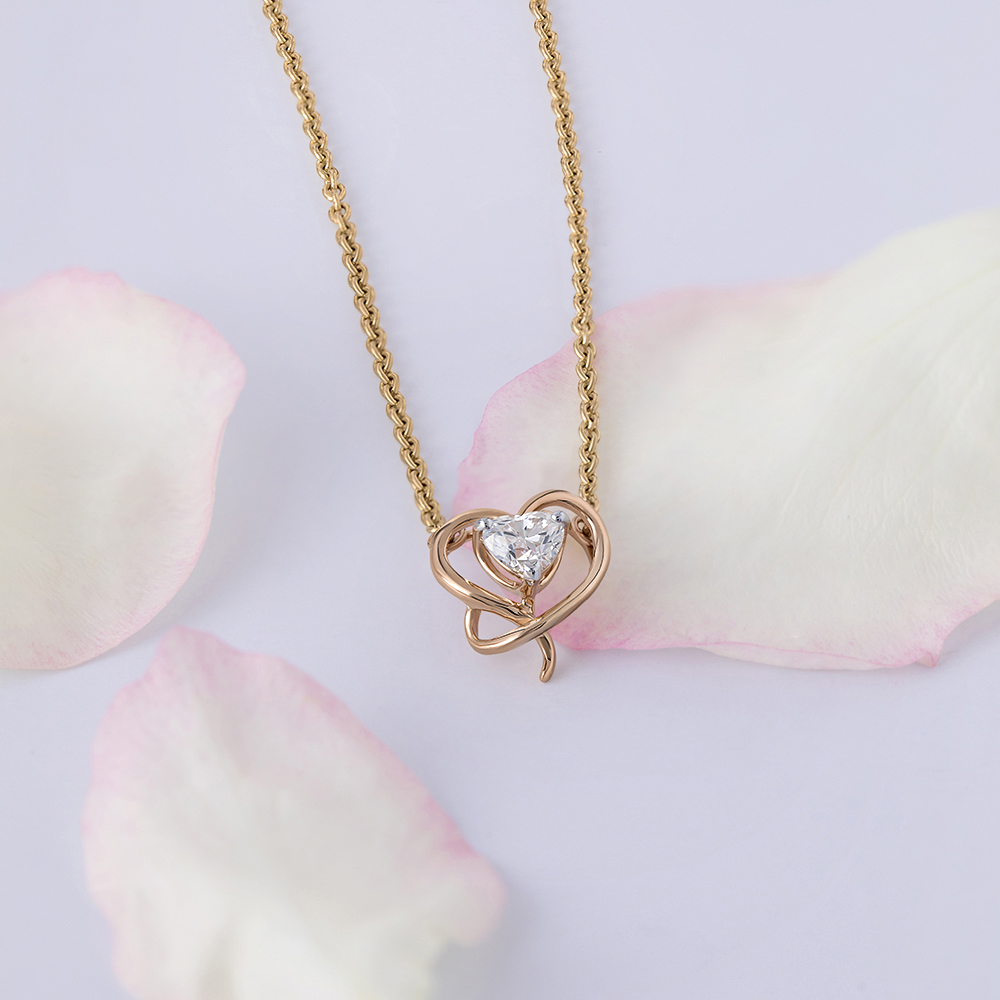 Enchanted Heart 14 kt Gold & Diamond Pendant with Chain,,hi-res image number null