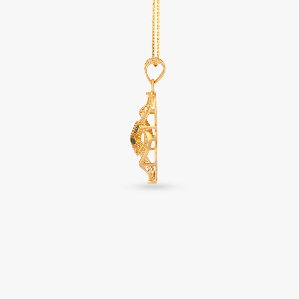 Verdant Bloom Gold Pendant and Earrings Set,,hi-res image number null