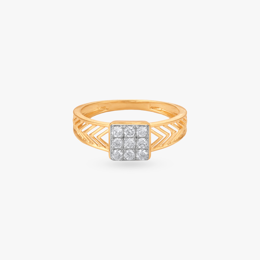 Sleek Lattice Diamond Finger Ring for Men,,hi-res image number null