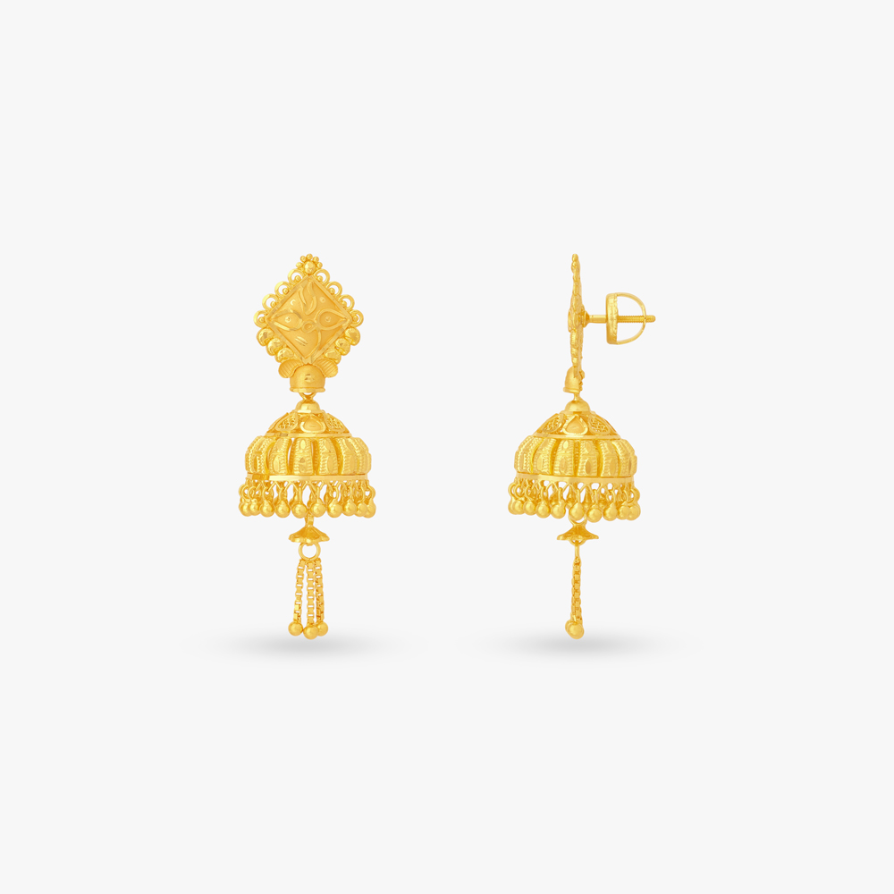 Diamond-Frame Jhumka Earrings,,hi-res image number null