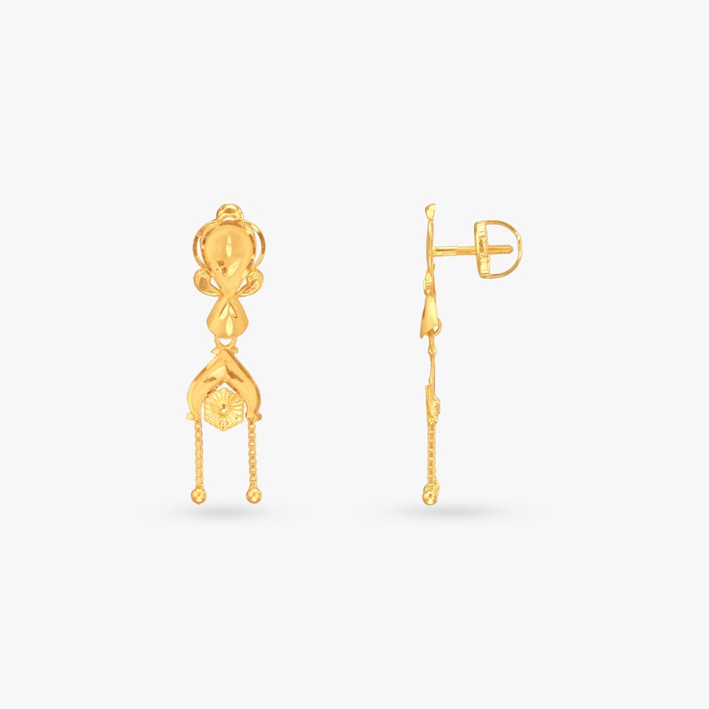 Dangler Delight Gold Drop Earrings,,hi-res image number null