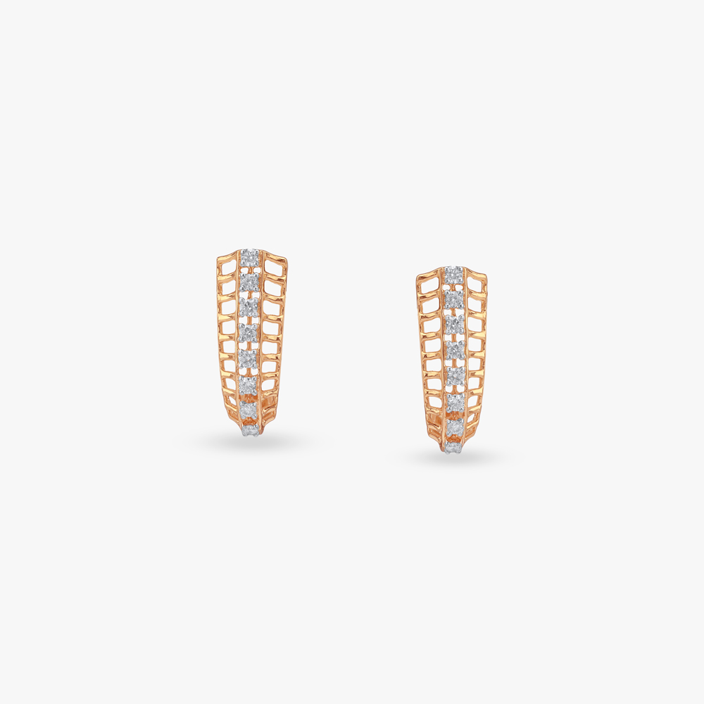Sculpted Arch Diamond Hoop Earrings,,hi-res image number null