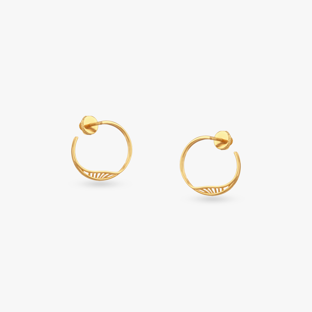 Sunbeam Curve Gold Stud Earrings,,hi-res image number null