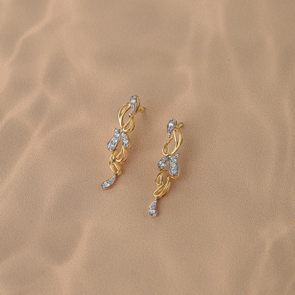 Dewdrop Cascade 18 Kt Gold & Diamond Drop Earrings,,hi-res image number null
