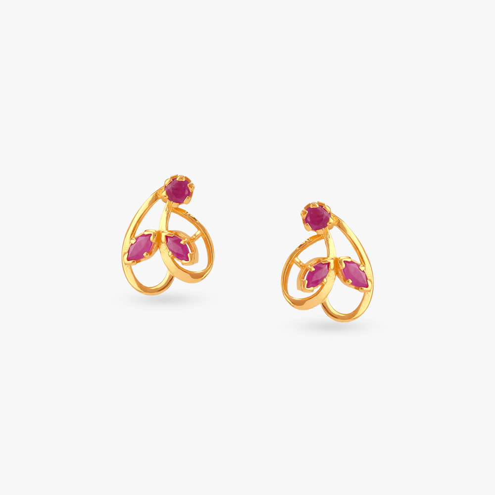 

Graceful Loop Ruby Stud Earrings