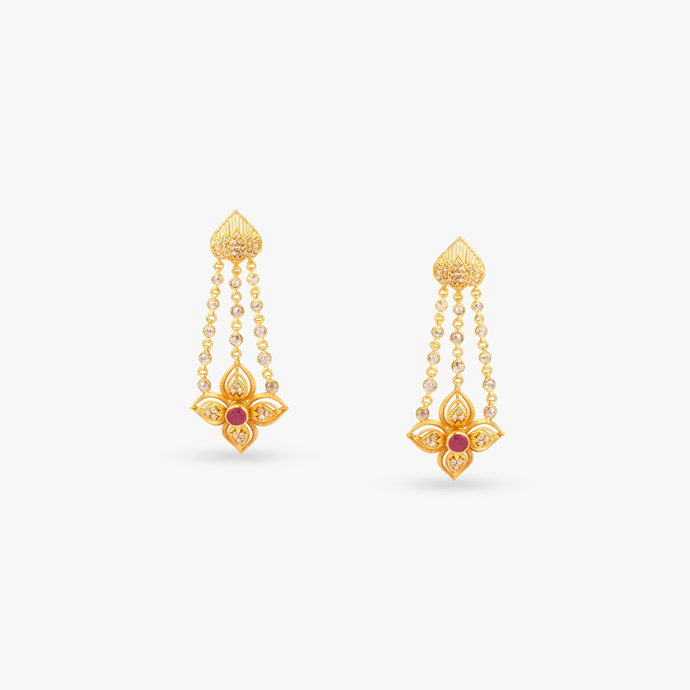 Draped Bloom Gold Necklace Set,,hi-res image number null