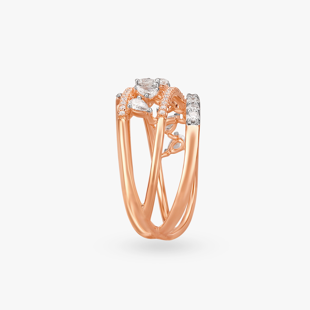 Intertwined Hearts Diamond Finger Ring,,hi-res image number null
