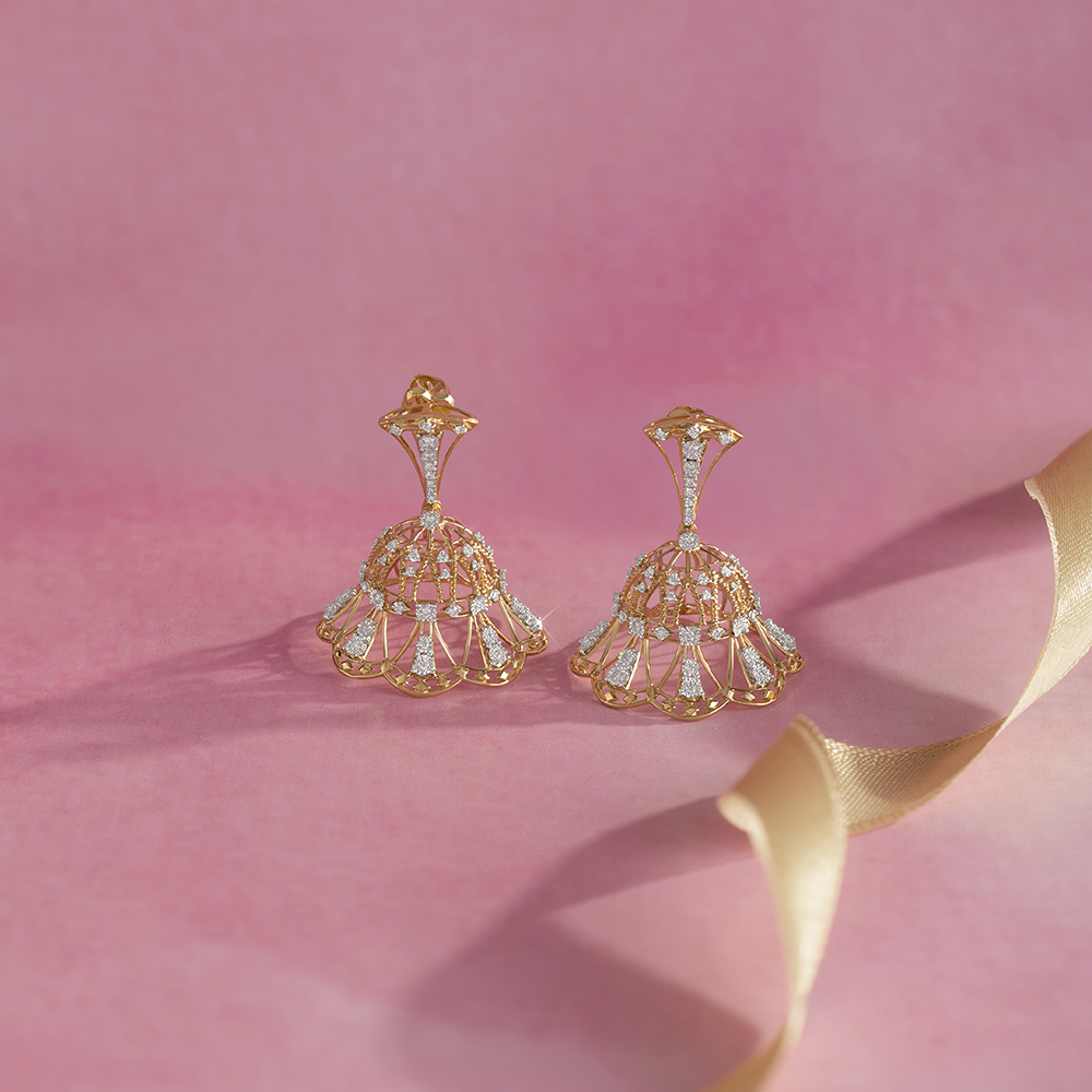 Gilded Lippan Gold & Diamond Jhumka,,hi-res image number null