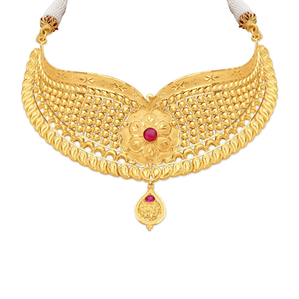 Divine Gold Choker Necklace Set,,hi-res image number null