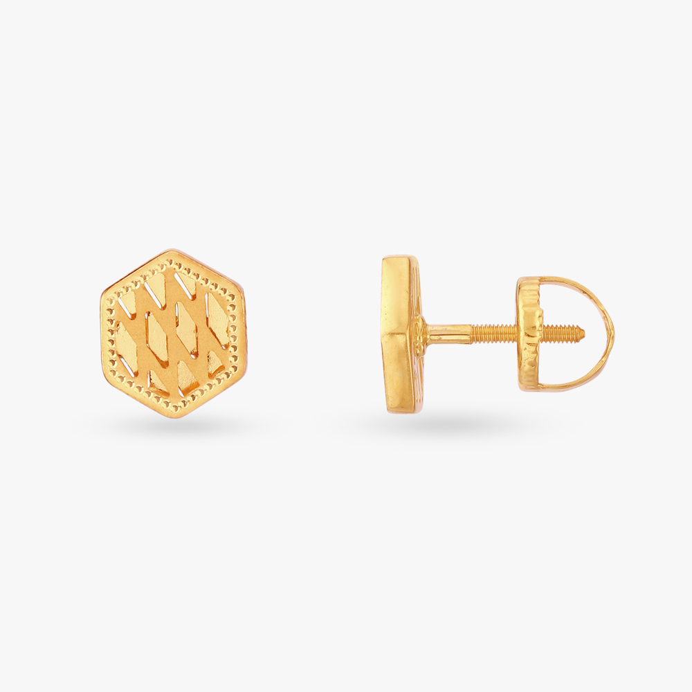 Cutout Gold Stud Earrings,,hi-res image number null