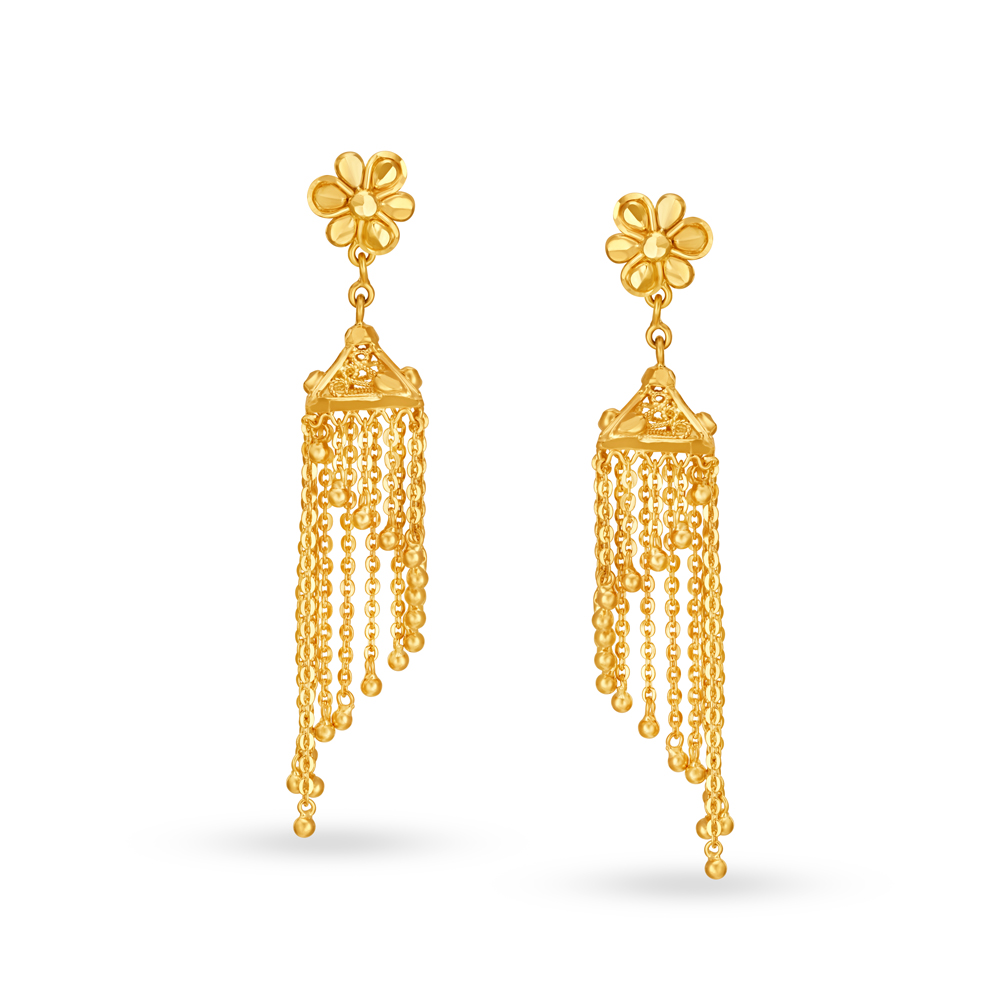 Exquisite 22 Karat Yellow Gold Sui Dhaga Earrings