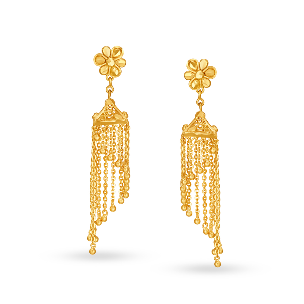 Buy Perrian Natural Diamond Sui-dhaga Earring in 14K Yellow Gold Earring| Sui  Dhaga Earring | SI-GH Clarity at Amazon.in