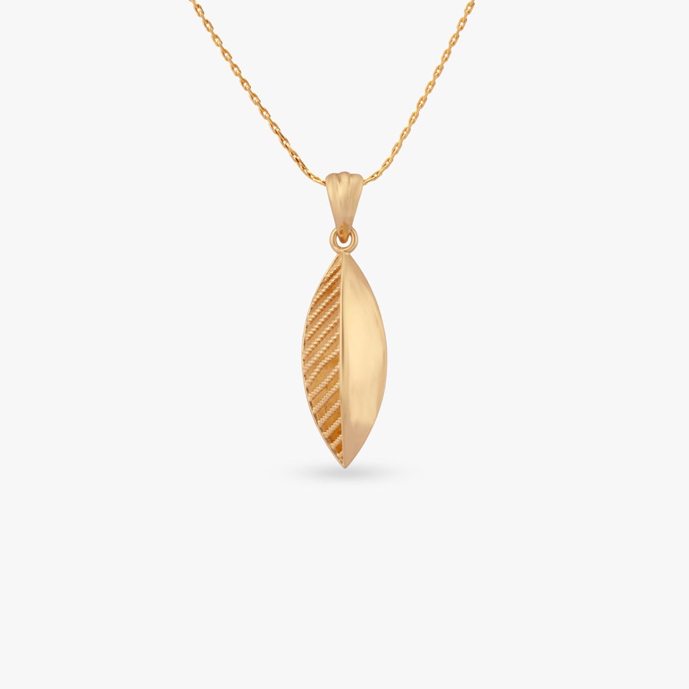 Leaf Silhouette Gold Pendant and Earrings Set,,hi-res image number null