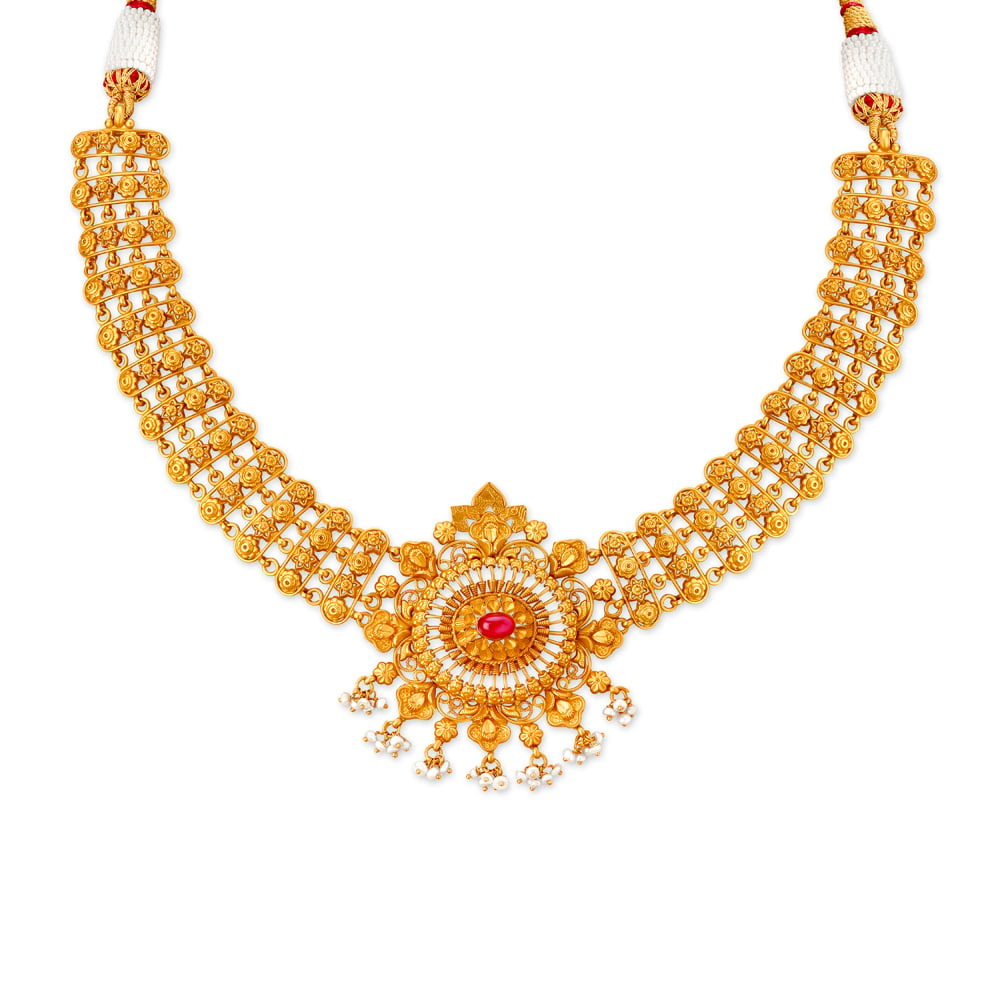 Mesmerising Antique Gold Necklace Set,,hi-res image number null