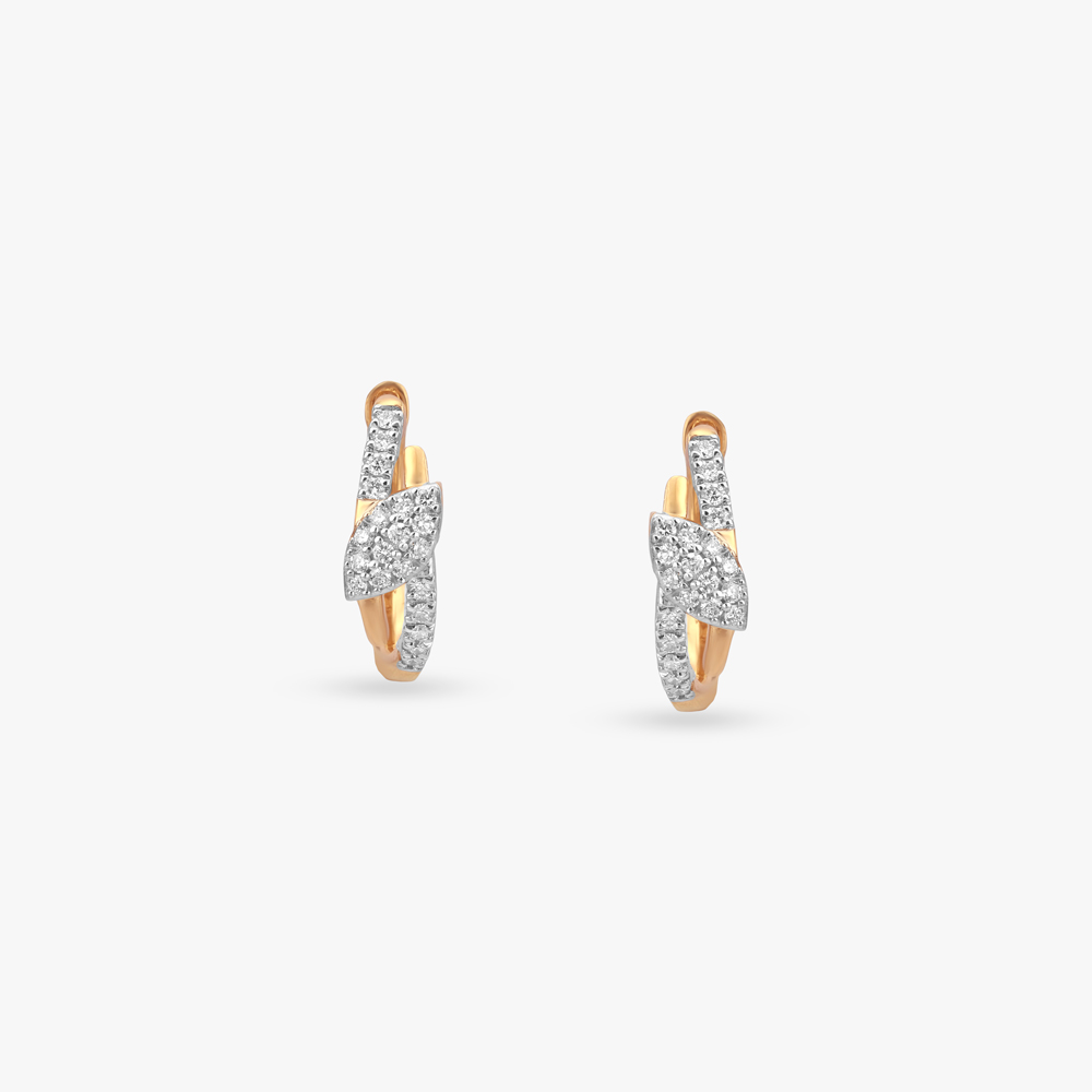 Knotted Sparkle Diamond Hoop Earrings,,hi-res image number null