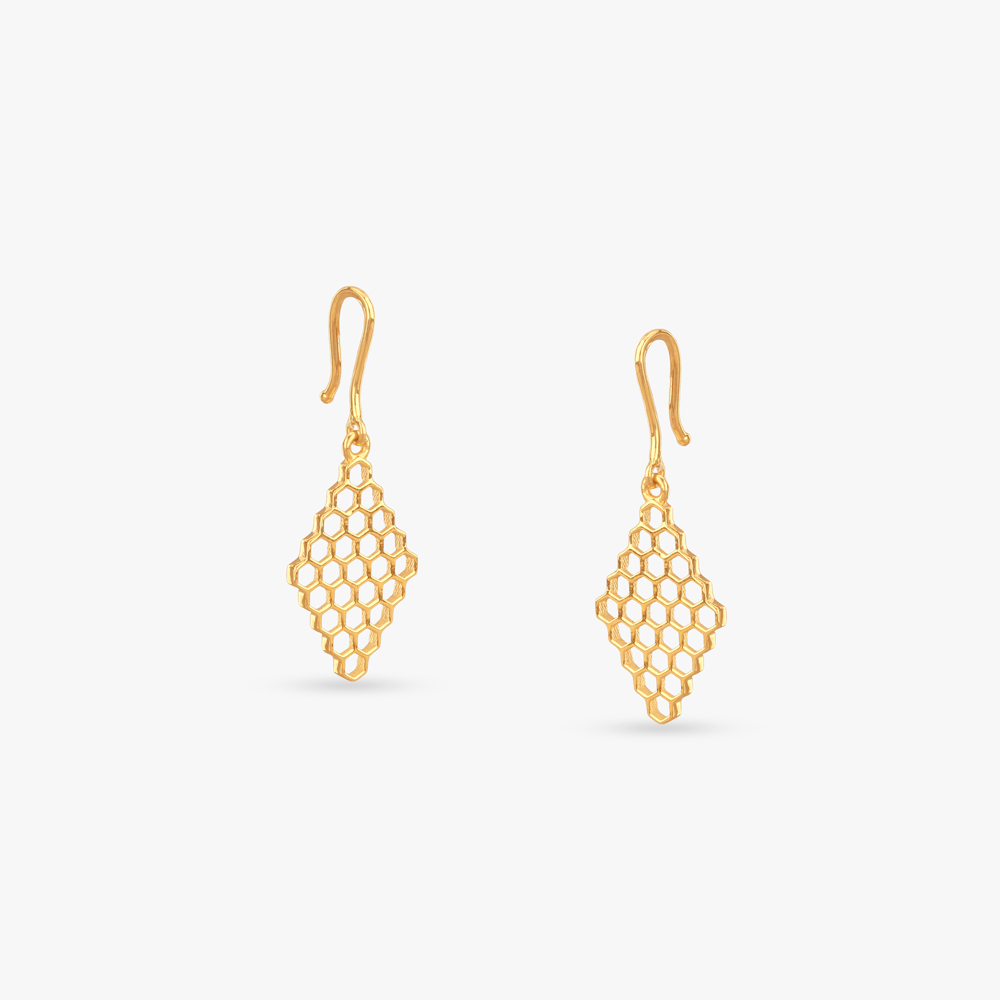 Honeycomb Glow Gold Pendant with Chain and Earrings Set,,hi-res image number null