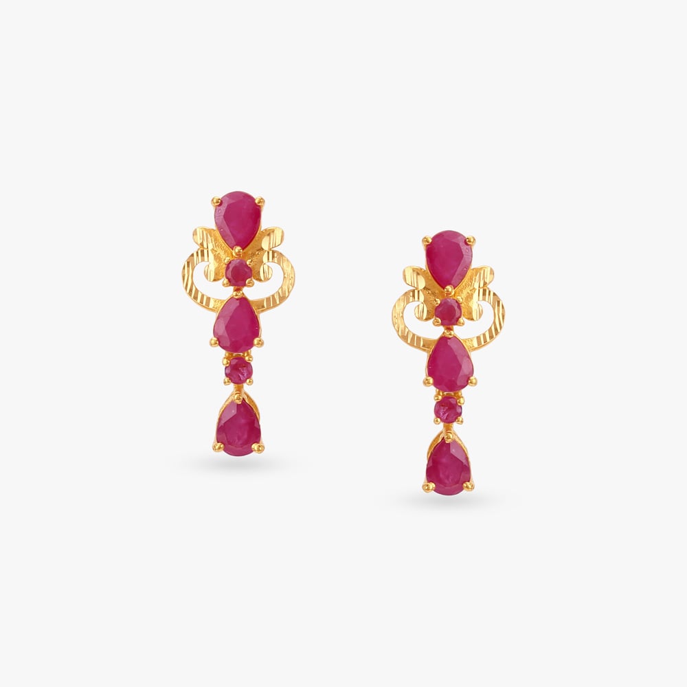Curved Majesty Ruby Drop Earrings,,hi-res image number null