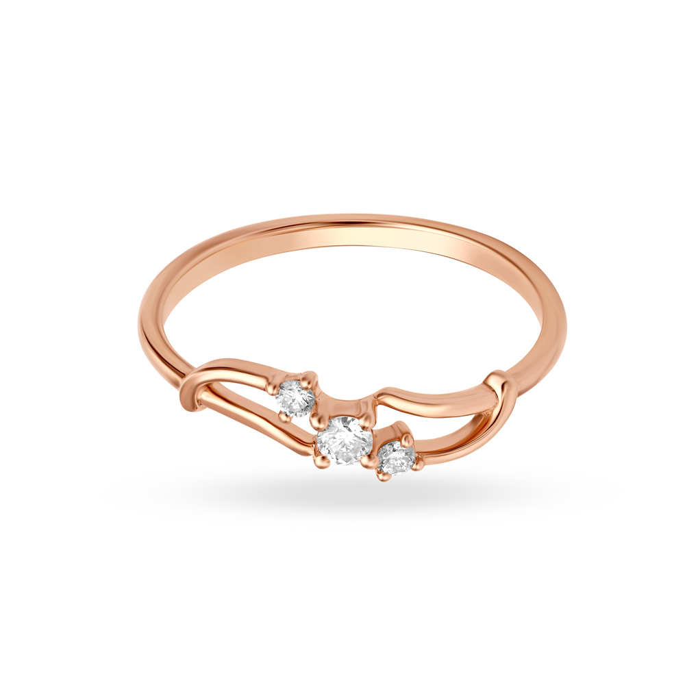 Elegant Rose Gold and Diamond Finger Ring,,hi-res image number null