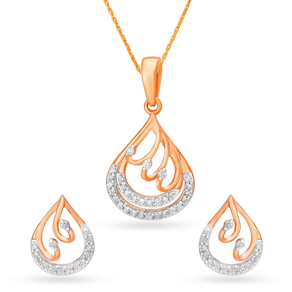 Glimmering Drops Diamond Pendant and Earrings Set,,hi-res image number null