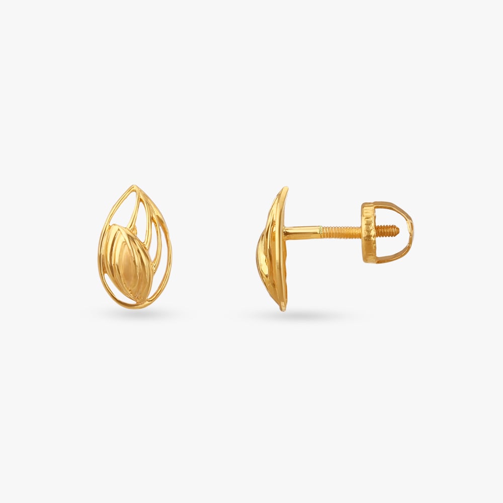 

Dual Leaflet Gold Stud Earrings