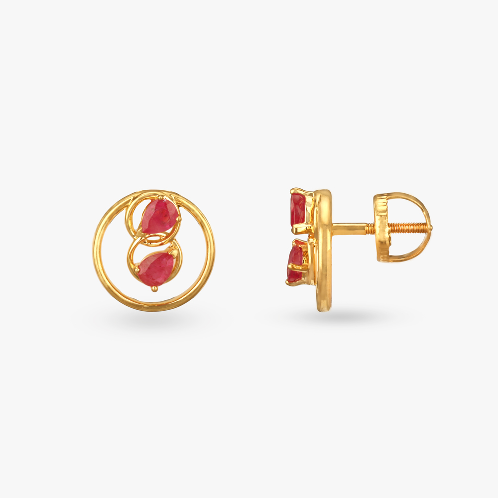Eternal Loops Gold Stud Earrings,,hi-res image number null