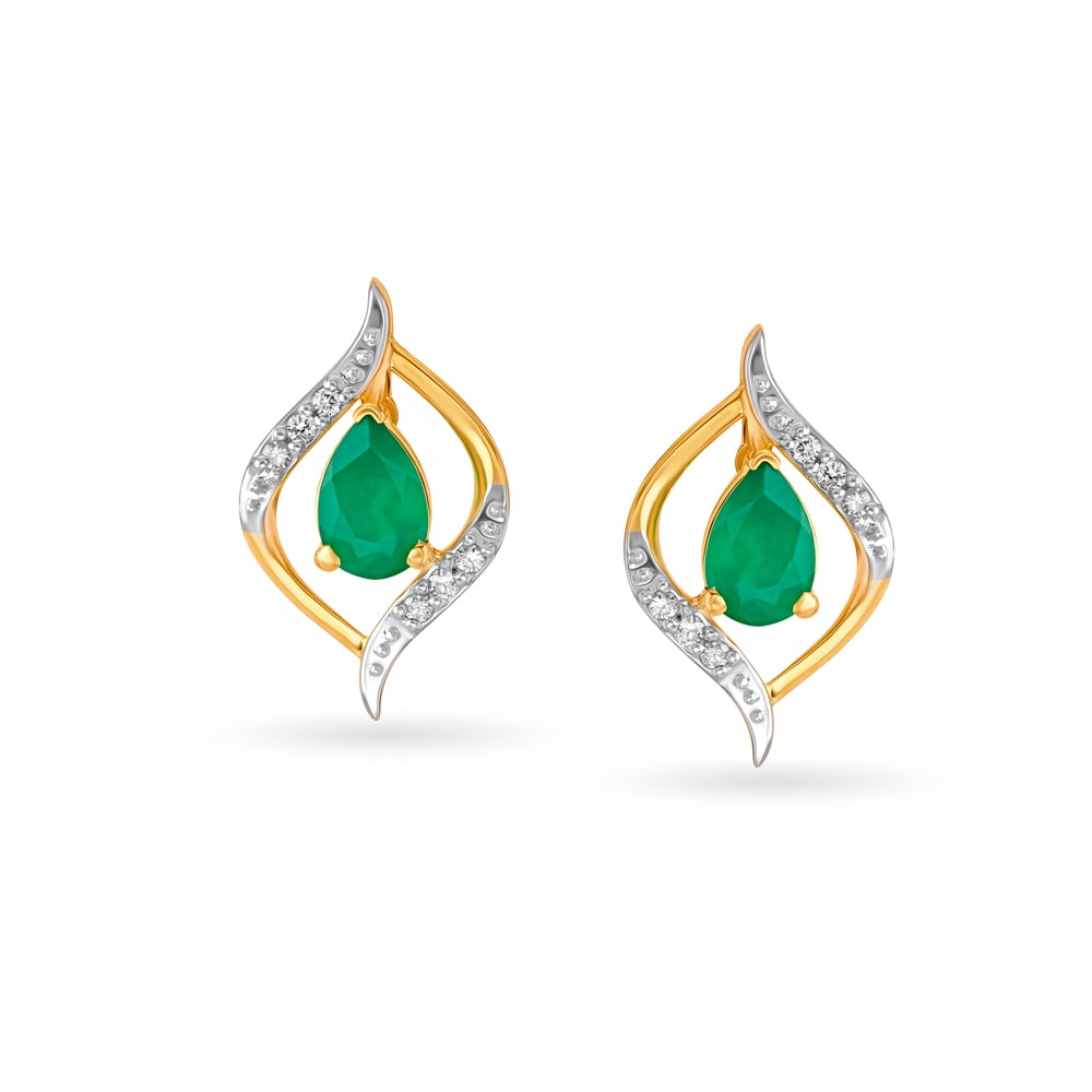 Minimalistic Diamond Stud Earrings with Onyx,,hi-res image number null