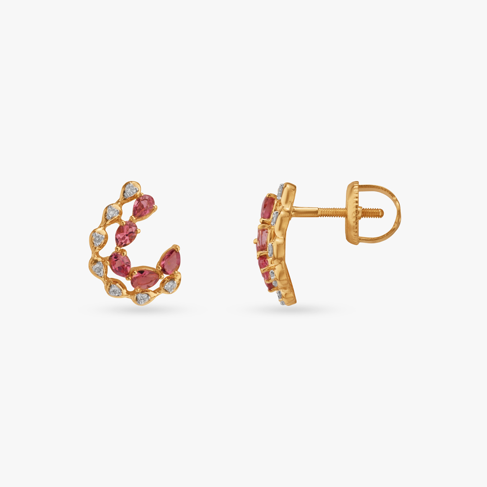 Bloom Arc Diamond Stud Earrings,,hi-res image number null