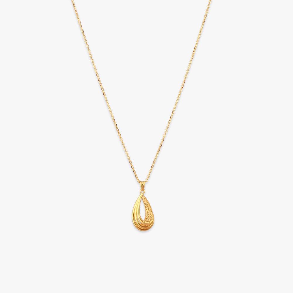 

Layered Drop Gold Pendant with Chain