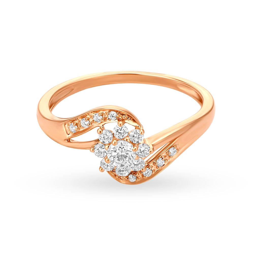 Enchanting 18 Karat Rose Gold And Diamond Floral Finger Ring,,hi-res image number null