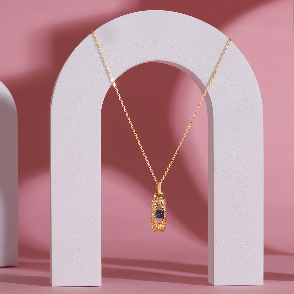 Radiant Elegance 18KT Chain Blue Sapphire Pendant with chain,,hi-res image number null