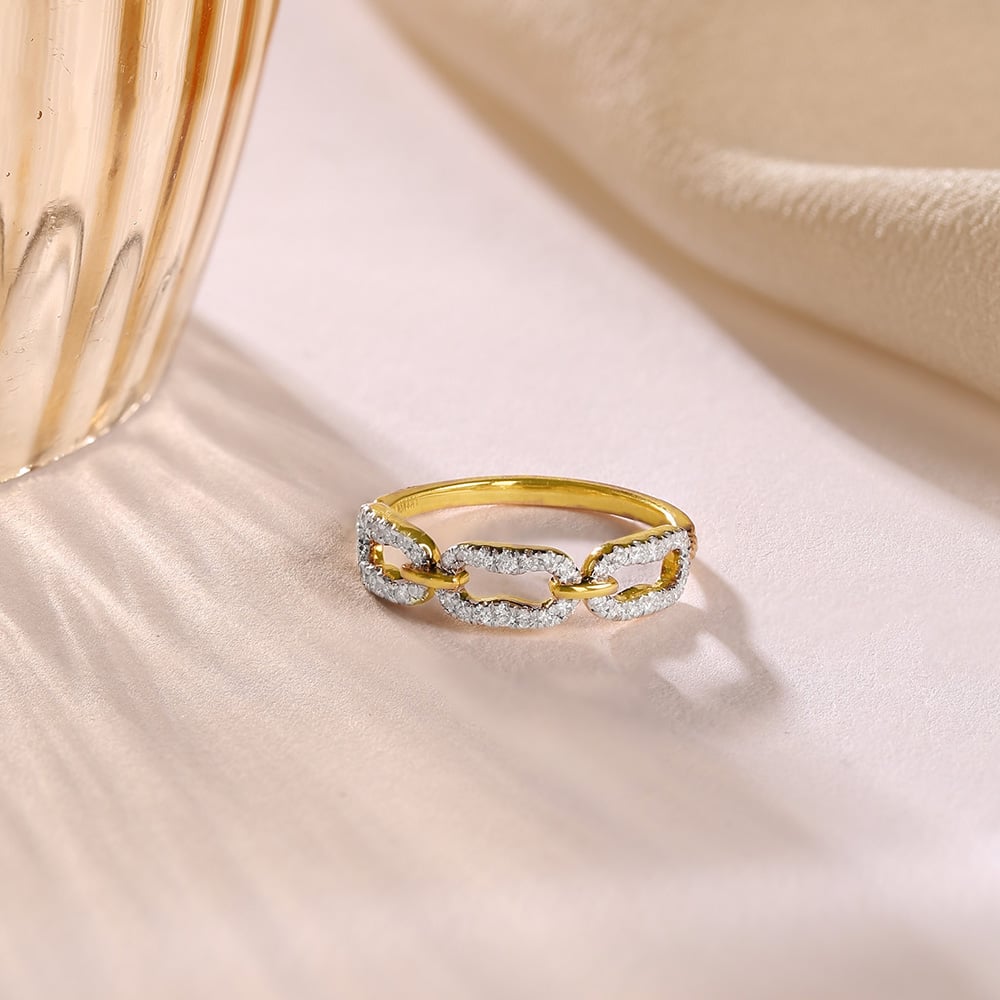 Interlocking Elegance Gold & Diamond Finger Ring,,hi-res image number null