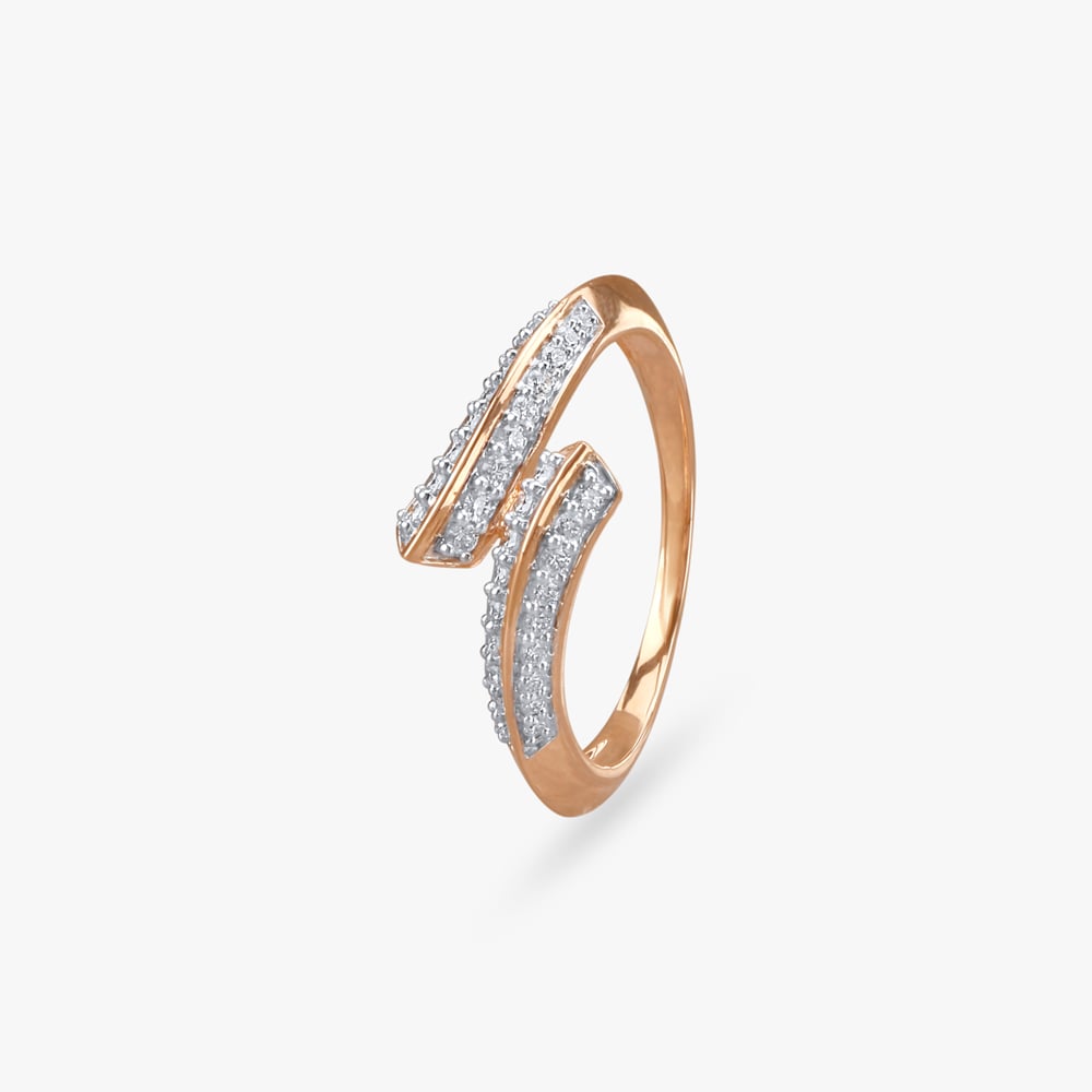 

Shimmery Crossover Diamond Finger Ring
