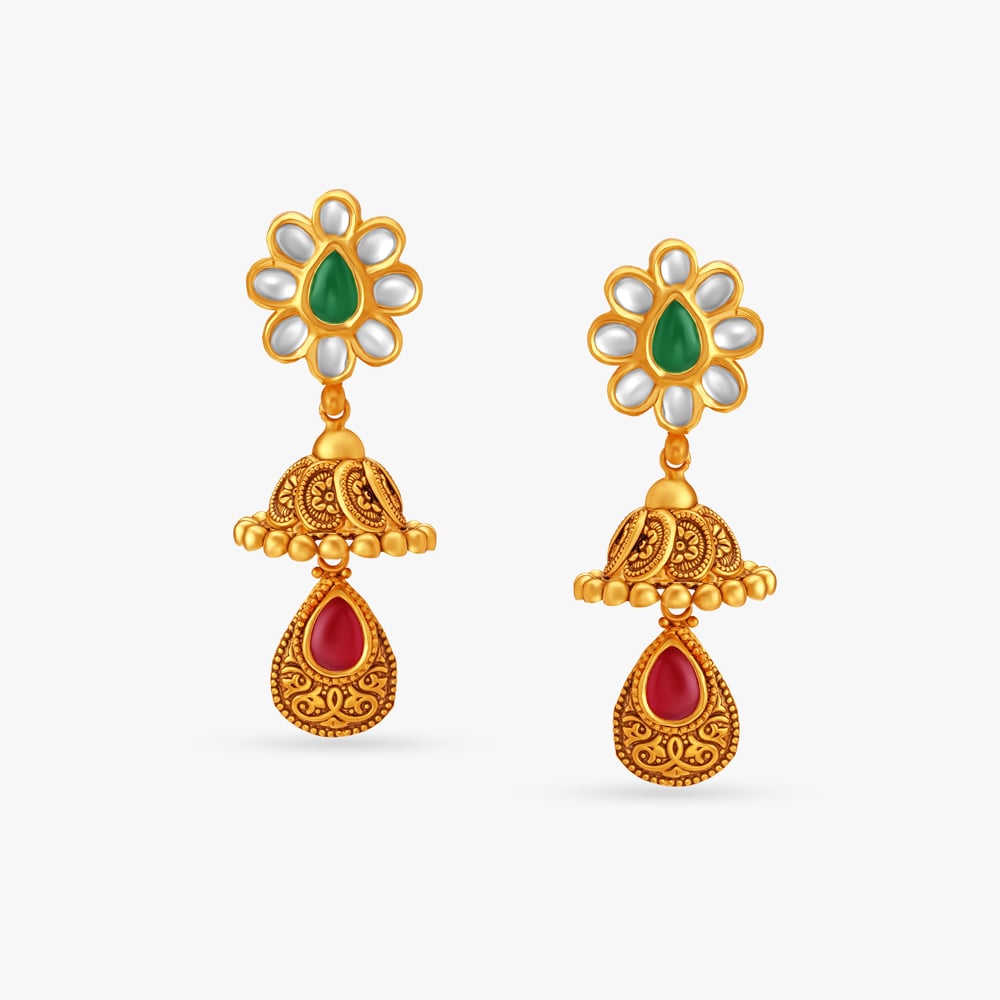 Traditional Floral Jhumkis