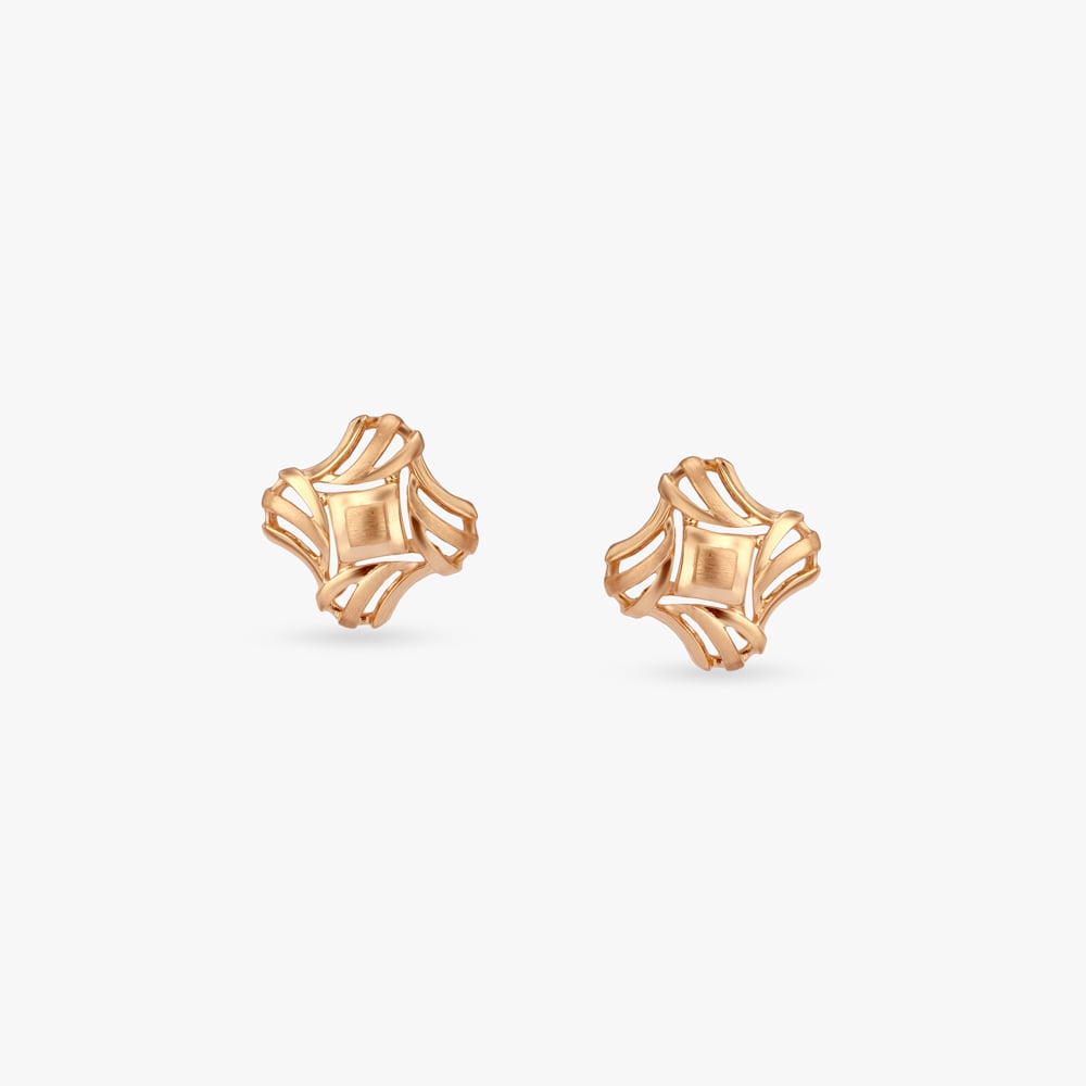

Modern Maze Gold Stud Earrings