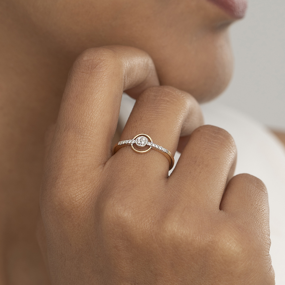 Timeless Circle Gold & Diamond Finger Ring,,hi-res image number null