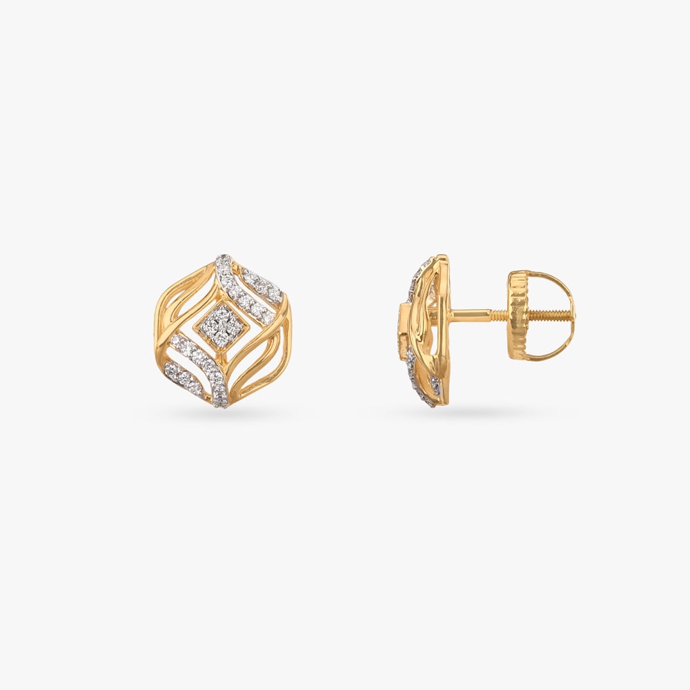 Modern Rhombus Diamond Stud Earrings,,hi-res image number null