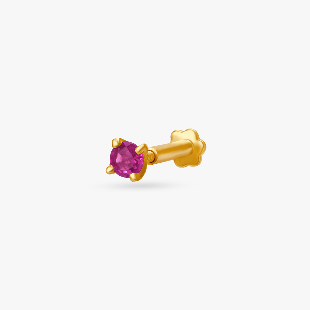 Classy Ruby Gold Nose Pin