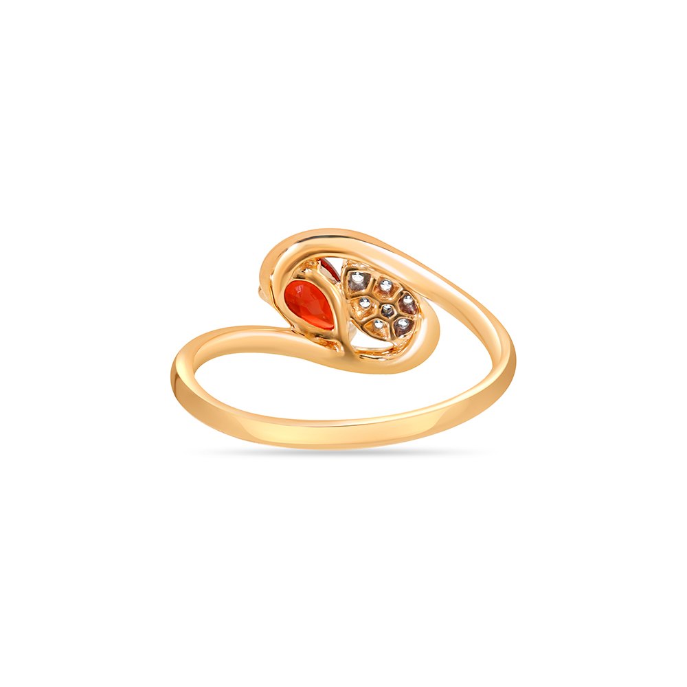 14 KT Yellow Gold Toi et Moi Diamond and Red Garnet Ring,,hi-res image number null