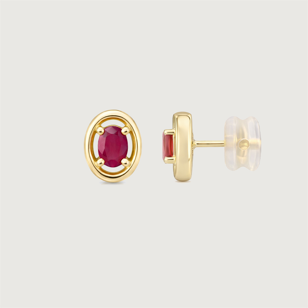 Polished Sleek Ruby Gold Stud Earrings,,hi-res image number null