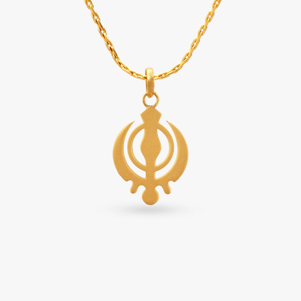 Khanda Strength Gold Pendant,,hi-res image number null