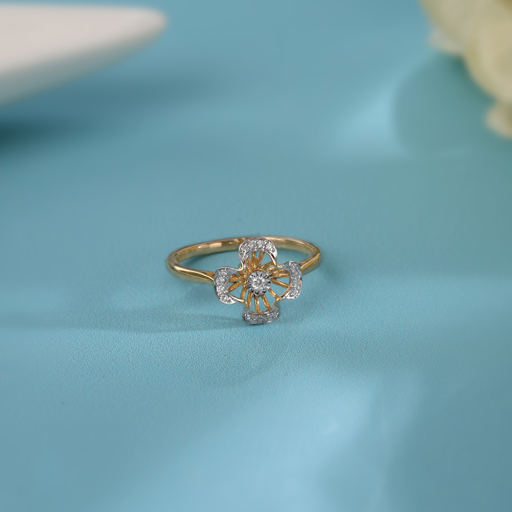 Sparkling Petals 14KT Gold & Diamond Finger Ring,,hi-res image number null