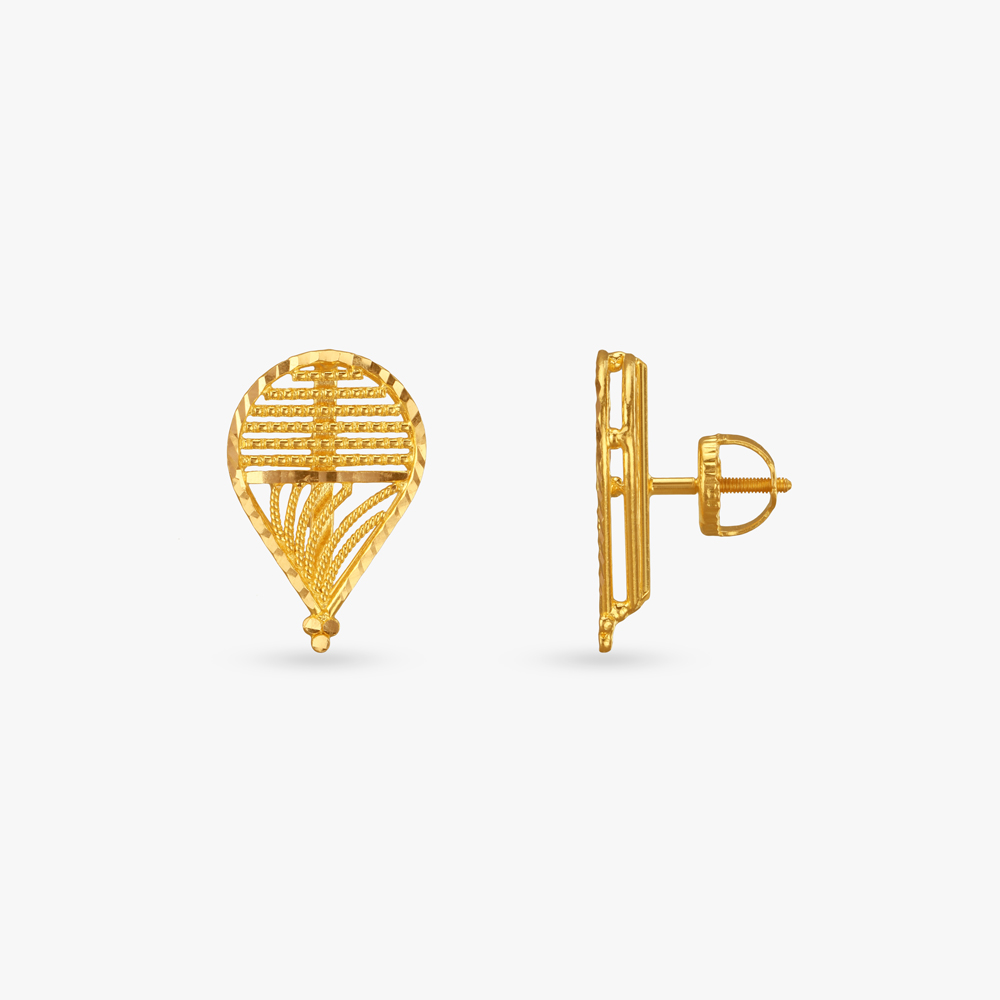 Dazzling Droplet Gold Stud Earrings,,hi-res image number null