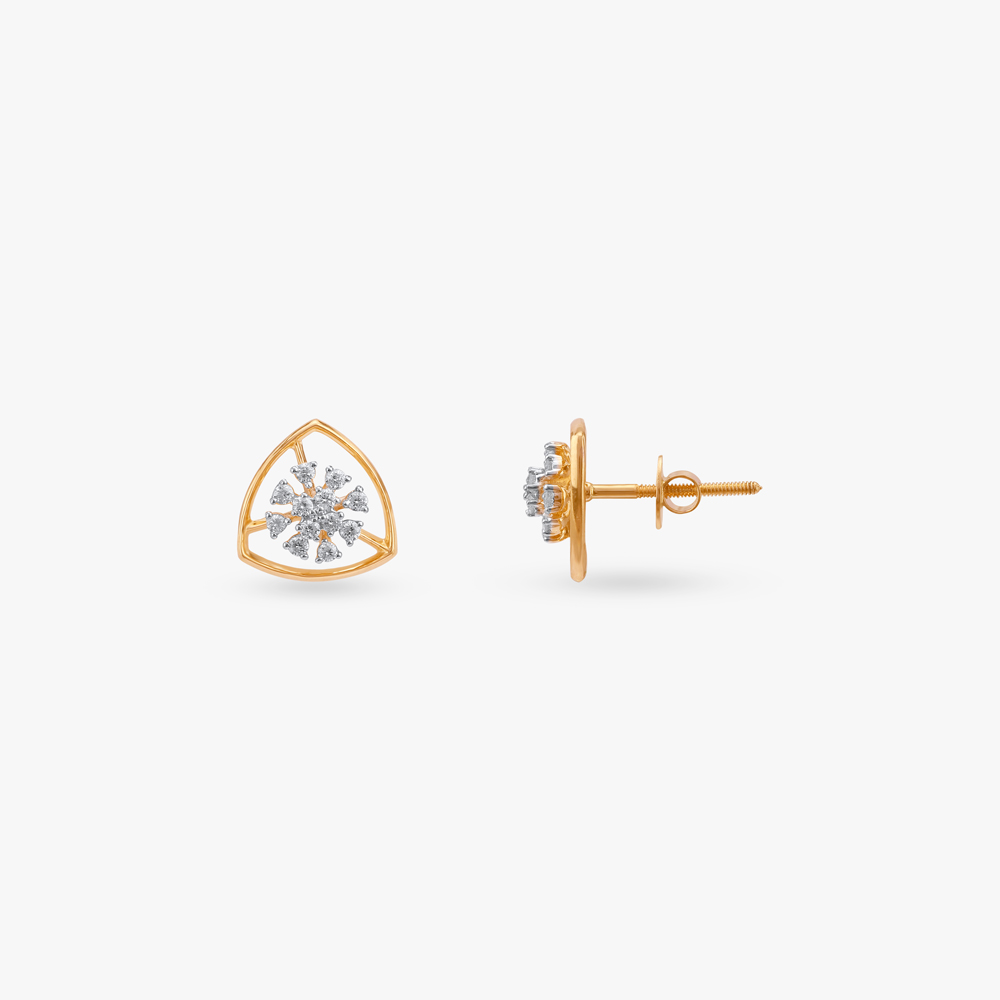 Trigon Bloom Diamond Stud Earrings,,hi-res image number null
