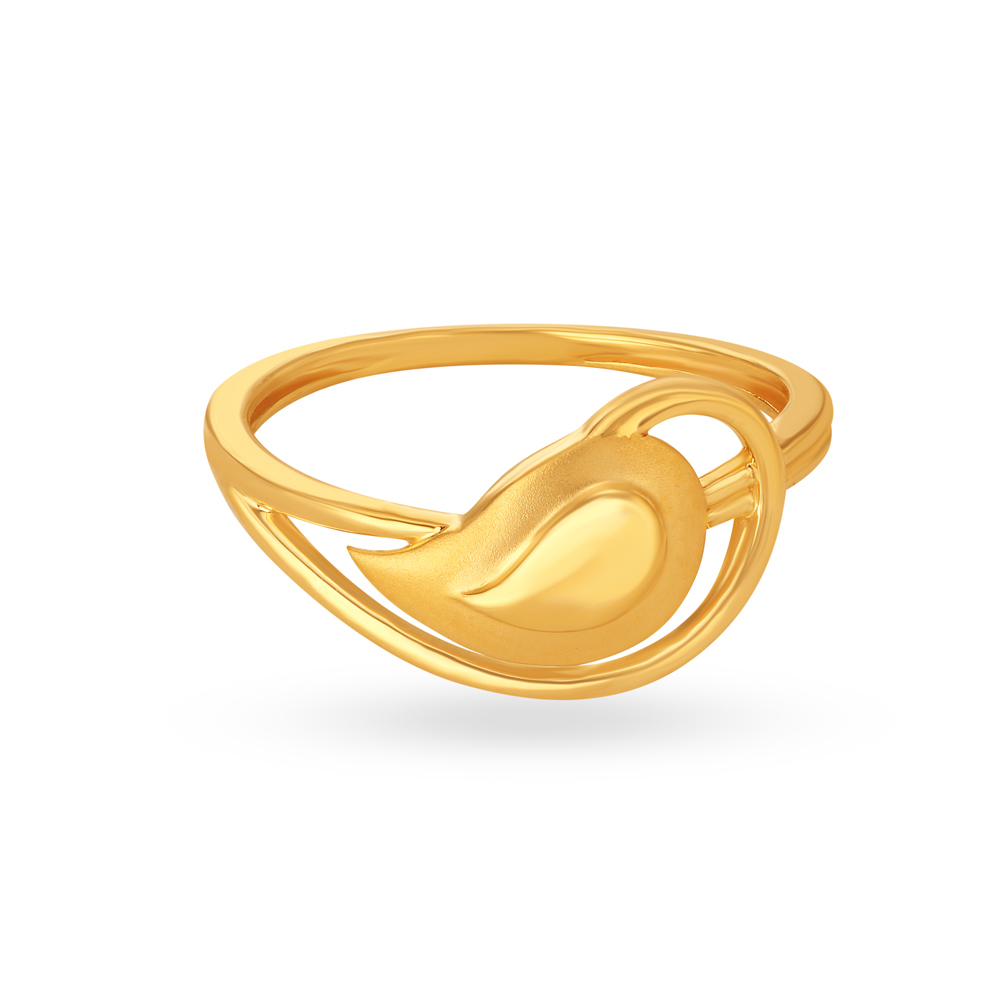 Refreshing 22 Karat Yellow Gold Leaf Finger Ring,,hi-res image number null