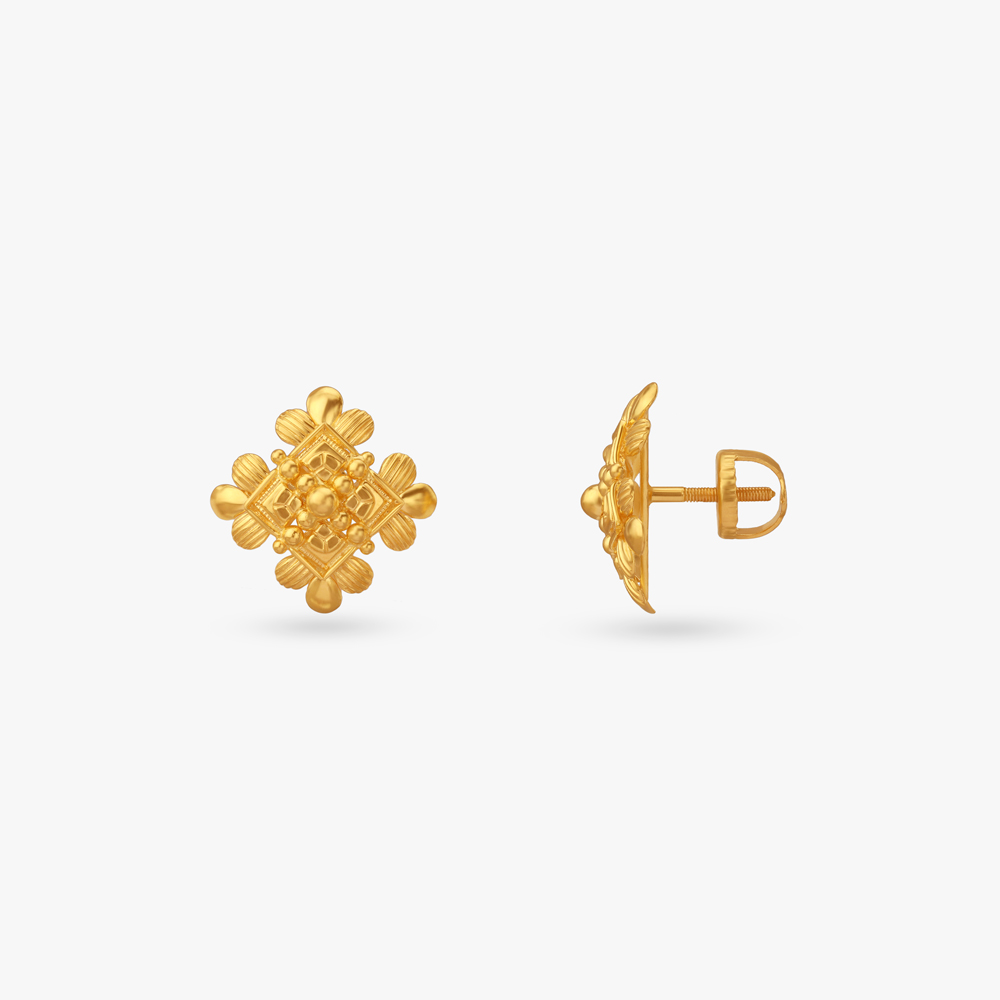Gilded Heritage Gold Stud Earrings,,hi-res image number null