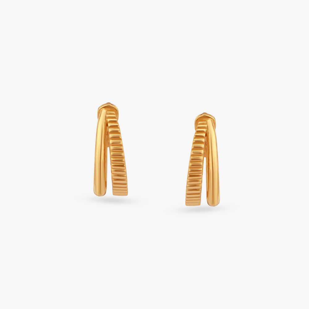 Dual Curve Gold Hoop Earrings,,hi-res image number null