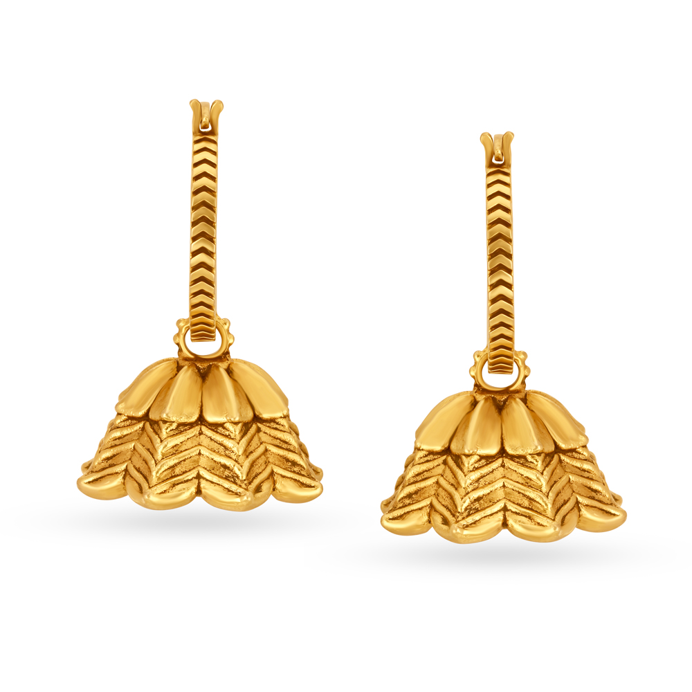 Contemporary Ornate Bali Type Gold Jhumkas