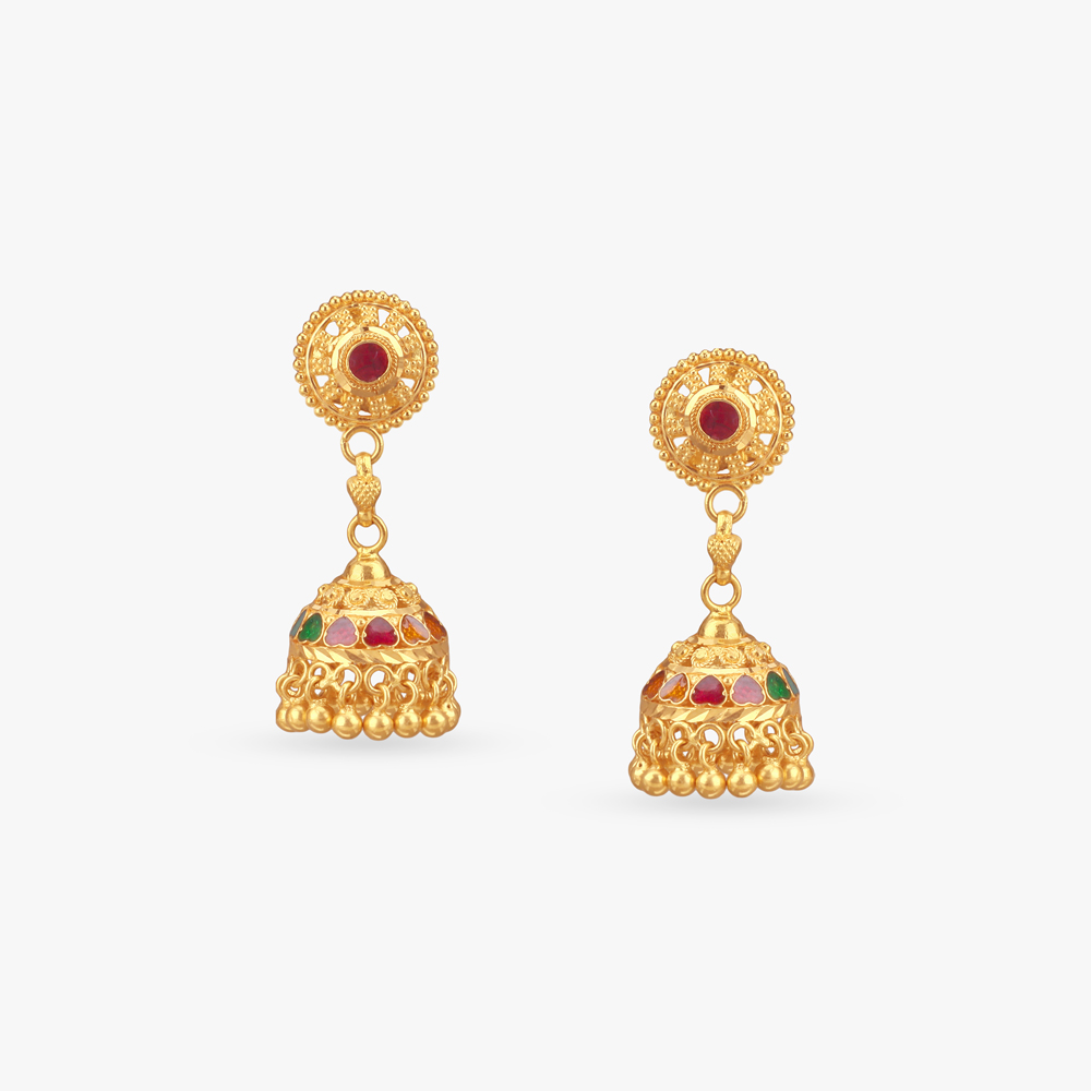 

Swaying Radiance Gold Jhumka Earrings