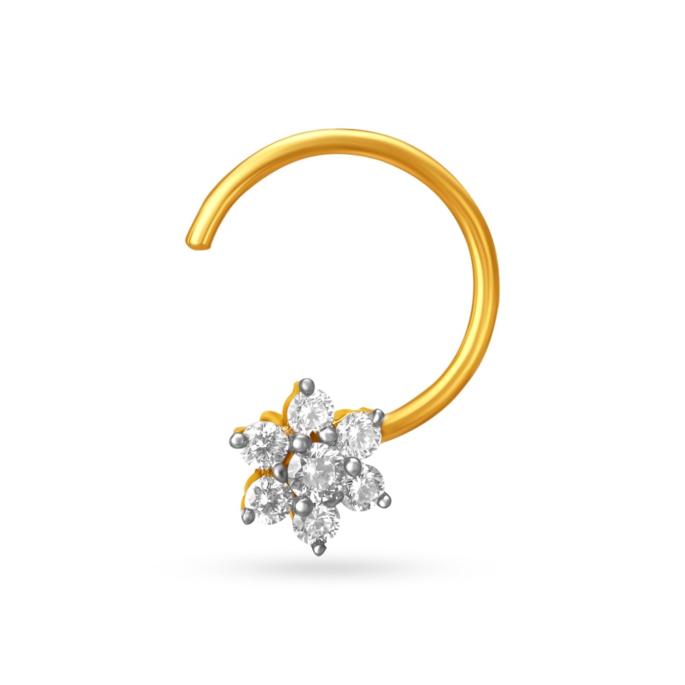 

Stunning Floral Seven Stone Diamond Nose Pin
