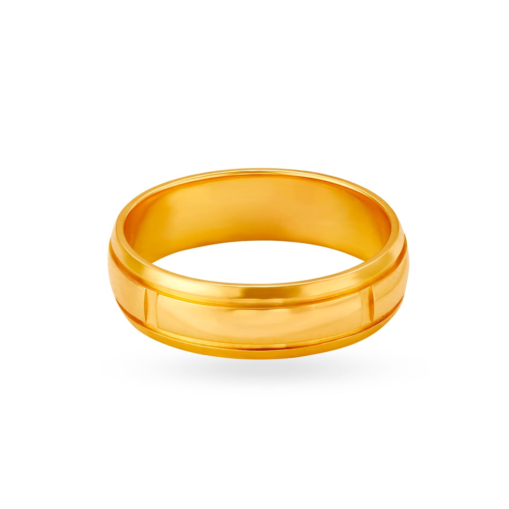 Lustrous Ridged Gold Ring for Men,,hi-res image number null